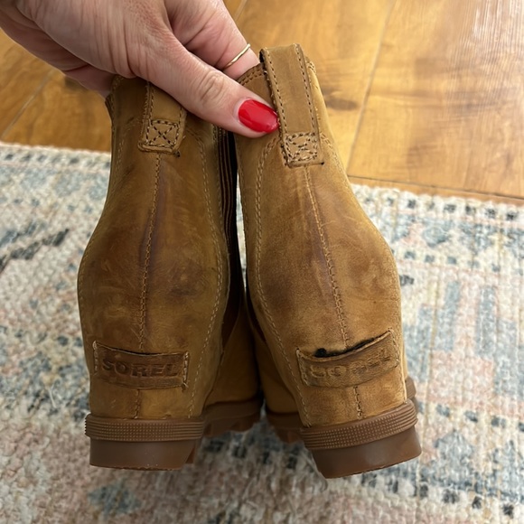 Sorel Joan of Arctic Wedge II Chelsea Boots in Camel Brown Size 6.5 NL3022 - Picture 7 of 12
